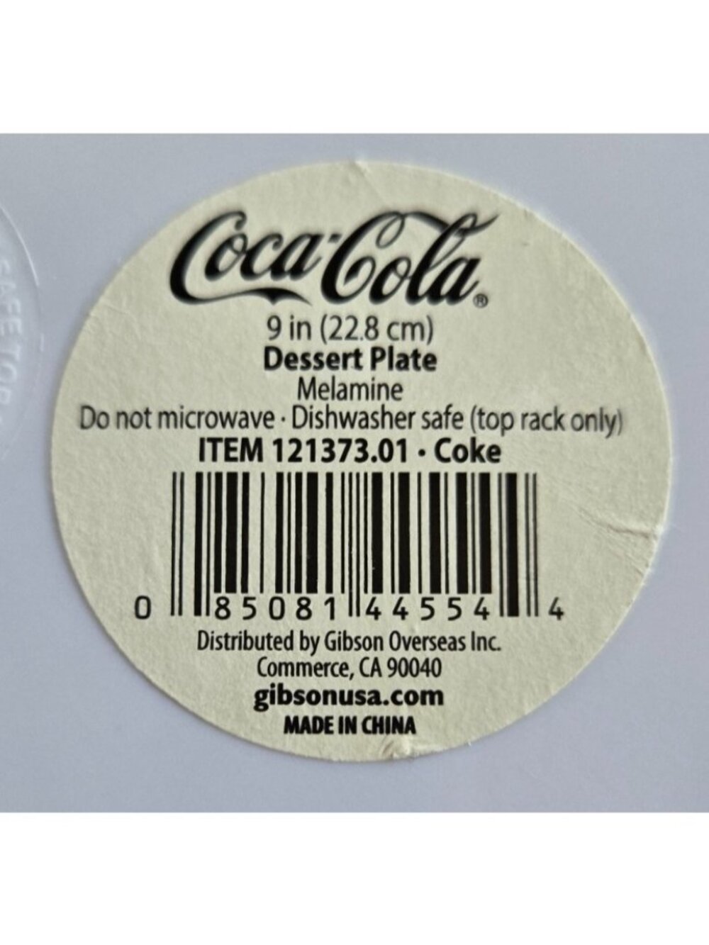 COCO COLA~ 9 in Round Melamine Dessert Plates Set of 4 ~ 7 Green Stripes on Rim - Picture 6 of 6